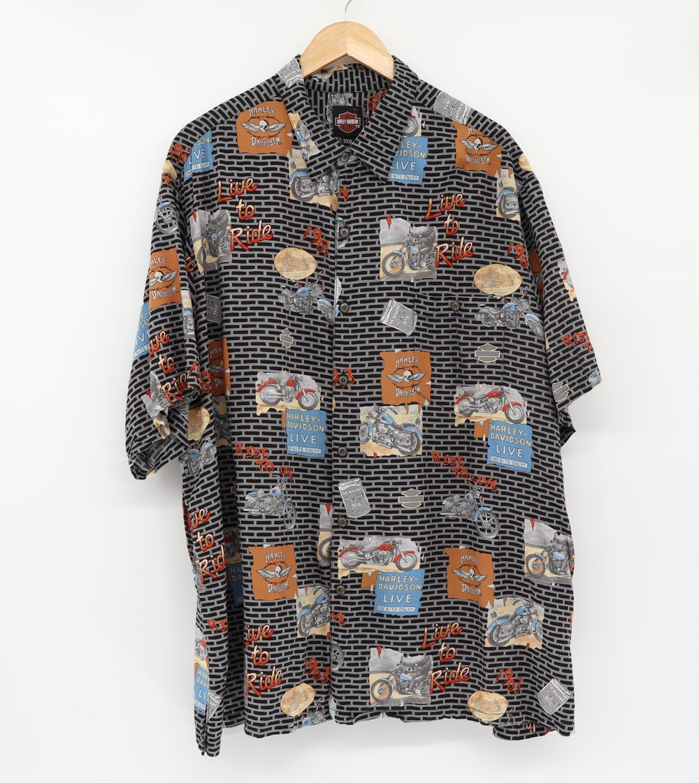 Harley Davidson Men's Live To Rid Hawaiian Button Up Shirt Sz 3XB